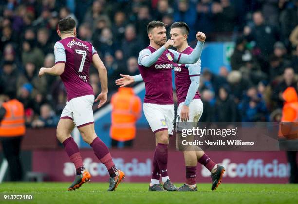 Scott Hogan of Aston Villa scores for Aston Villa during the Sky Bet Championship match between Aston Villa and Burton Albion at Villa Park on...