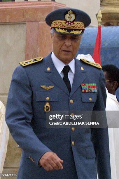 Picture taken on July 30, 2001 shows Morocco's general Hosni Benslimane in Tangiers during ceremonies marking the second anniversary of the king's...