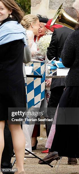 Barbara Schoeneberger attends their church wedding at the church of Rambow on October 3, 2009 in Rambow, Germany.