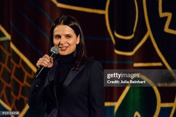 At the Gothenburg Film Festival actress Juliette Binoche speaks to the audience at the Nordic premiere of her film Let the Sunshine In at Draken Film...