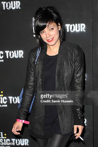 Singer Lily Allen arrives at the Diesel:U:Music World Tour Party held at the University of Westminster on October 1, 2009 in London, England.