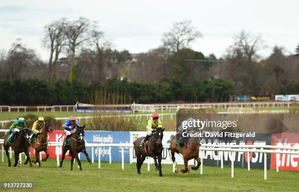 Dublin , Ireland - 3 February 2018; Faugheen, with Paul Townend up, right, competes against Supasundae, with Robbie Power up, on the approach to the...