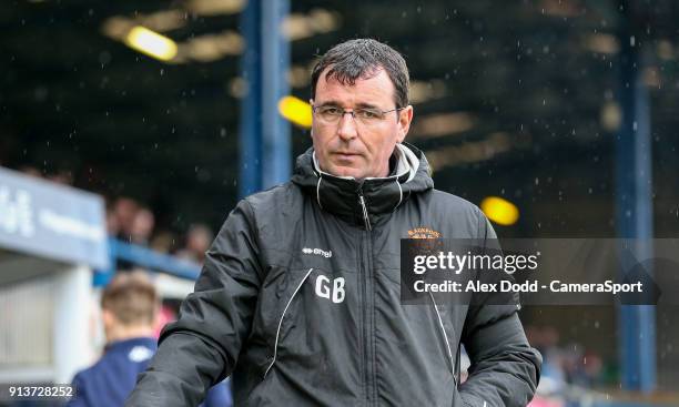 Blackpool manager Gary Bowyer during the Sky Bet League One match between Bury and Blackpool at Gigg Lane on February 3, 2018 in Bury, England.