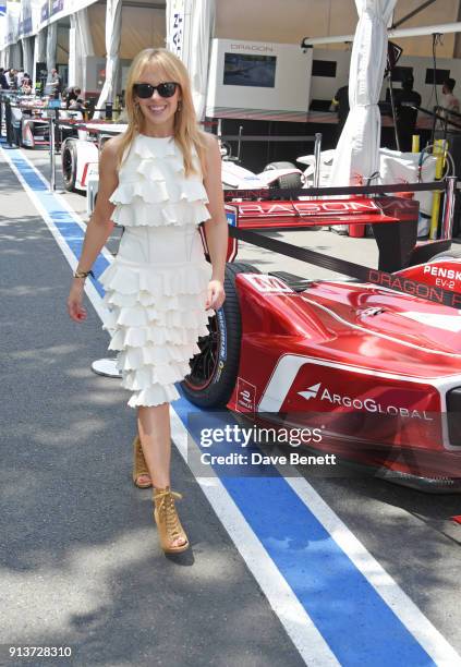 Kylie Minogue attends the ABB FIA Formula E Antofagasta Minerals Santiago E-Prix on February 3, 2018 in Santiago, Chile.