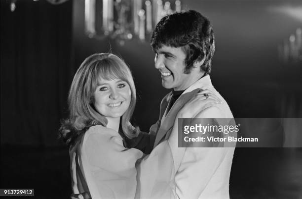 British musician Dave Clark with British singer-songwriter Lulu on set of television movie 'Hold On It's The Dave Clark Five', UK, 31st January 1968.