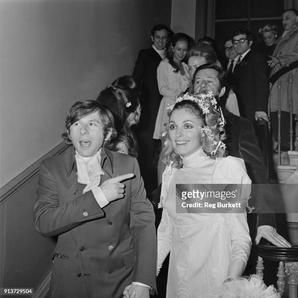 American film actress Sharon Tate with Polish film director Roman Polanski, after their wedding, London, UK, 20th January 1968.