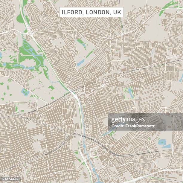 ilford london uk city street map - london street map stock illustrations