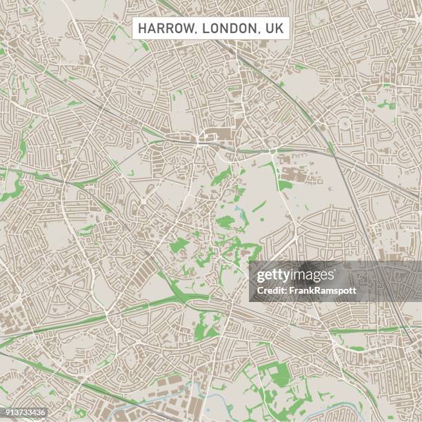 harrow london uk city street map - london street map stock illustrations