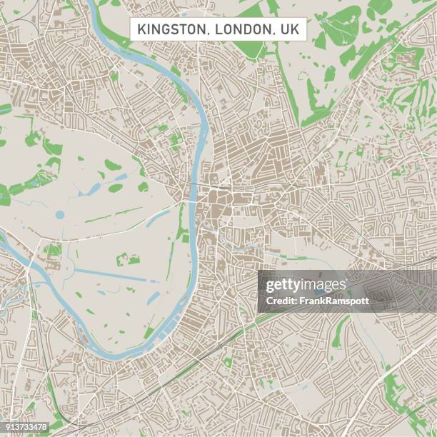 kingston london uk city street map - london street map stock illustrations