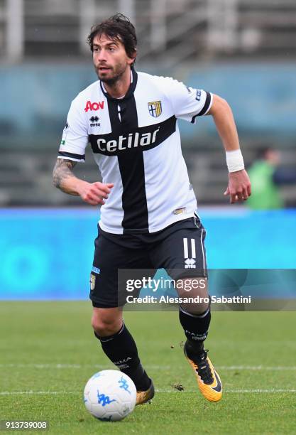 Gianni Munari of Parma Calcio in action during the Serie B match between Brescia Calcio and Parma Calcio at Stadio Mario Rigamonti on February 3,...