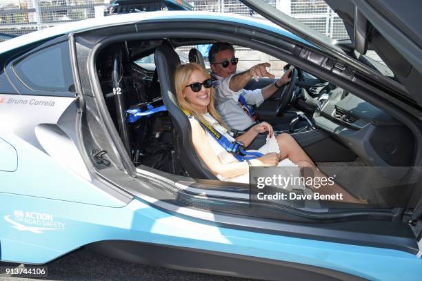 Kylie Minogue enjoys a safty car lap with FIA Formula E CEO Alejandro Agag at the ABB FIA Formula E Antofagasta Minerals Santiago E-Prix on February...