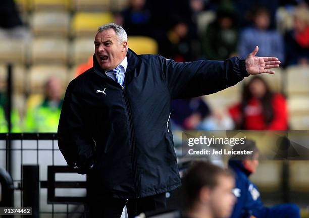 Cardiff City manager Dave Jones issues instructions during the Coca Cola Championship match between Watford and Cardiff City at Vicarage Road on...