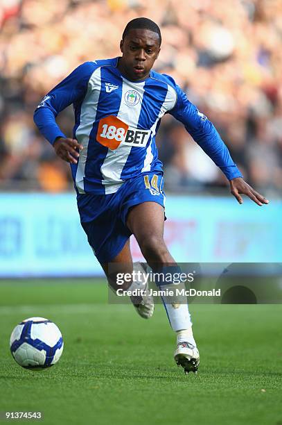 Charles N Zogbia of Wigan in action during the Barclays Premier League match between Hull City and Wigan Athletic at KC Stadium on October 3, 2009 in...