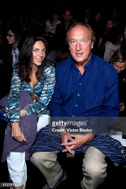 Bernard Farcy and wife attend the Chapurin Pret a Porter show as part of the Paris Womenswear Fashion Week Spring/Summer 2010 at Le Carrousel du...