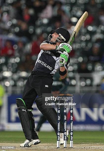 Brendon McCullum of New Zealand hits a six over mid wicket during the ICC Champions Trophy 2nd Semi Final match between New Zealand and Pakistan...