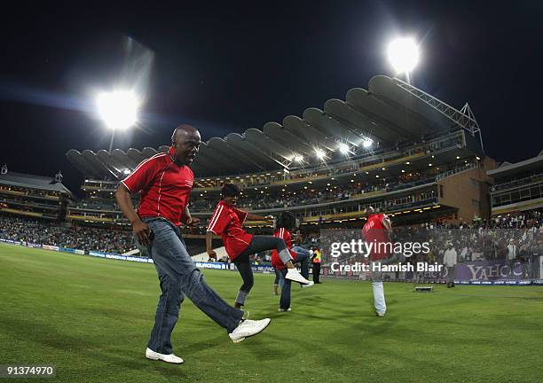 Demonstration of 'Diski Dance' during the break in innings during the ICC Champions Trophy 2nd Semi Final match between New Zealand and Pakistan...