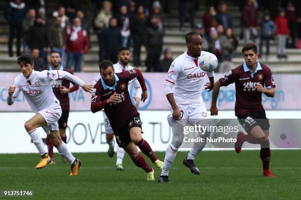 Jerry Mbakogu during Italy Serie B match between US Salernitana and Carpi FC at Stadium Arechi in Salerno, Italy, on 2 February 2018.