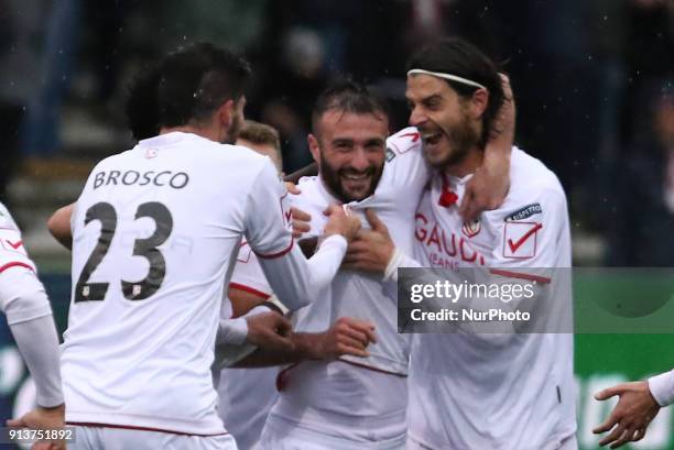 Fabrizio Poli celebrates a goal during Italy Serie B match between US Salernitana and Carpi FC at Stadium Arechi in Salerno, Italy, on 2 February...