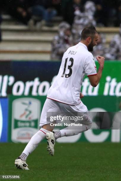 Fabrizio Poli celebrates a goal during Italy Serie B match between US Salernitana and Carpi FC at Stadium Arechi in Salerno, Italy, on 2 February...