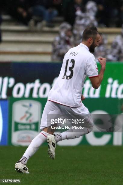 Fabrizio Poli celebrates a goal during Italy Serie B match between US Salernitana and Carpi FC at Stadium Arechi in Salerno, Italy, on 2 February...