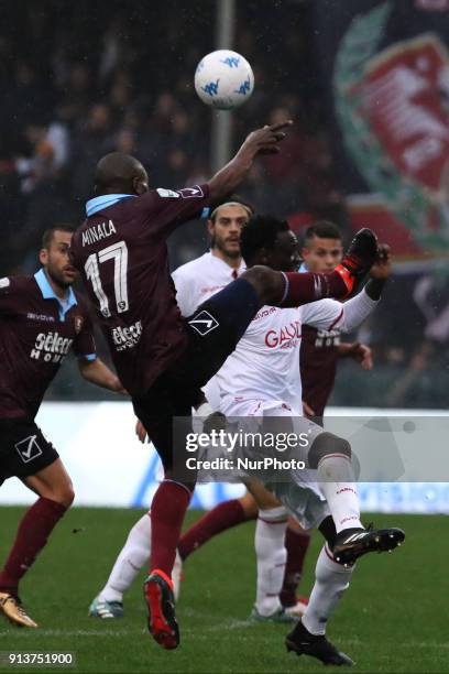 Joseph Minala during Italy Serie B match between US Salernitana and Carpi FC at Stadium Arechi in Salerno, Italy, on 2 February 2018.