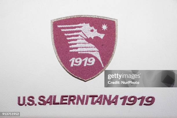 Logo of US Salernitana during Italy Serie B match between US Salernitana and Carpi FC at Stadium Arechi in Salerno, Italy, on 2 February 2018.