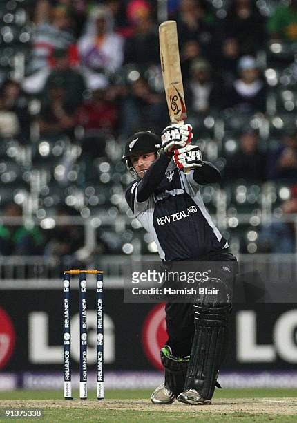 Aaron Redmond of New Zealand cover drives during the ICC Champions Trophy 2nd Semi Final match between New Zealand and Pakistan played at Wanderers...