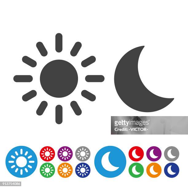 day and night icons - graphic icon series - day night stock illustrations