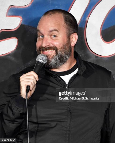 Comedian Tom Segura performs during his appearance at The Ice House Comedy Club on February 2, 2018 in Pasadena, California.