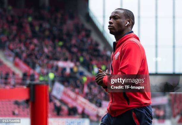 Anthony Ujah of Mainz looks on during the Bundesliga match between 1. FSV Mainz 05 and FC Bayern Muenchen at Opel Arena on February 3, 2018 in Mainz,...