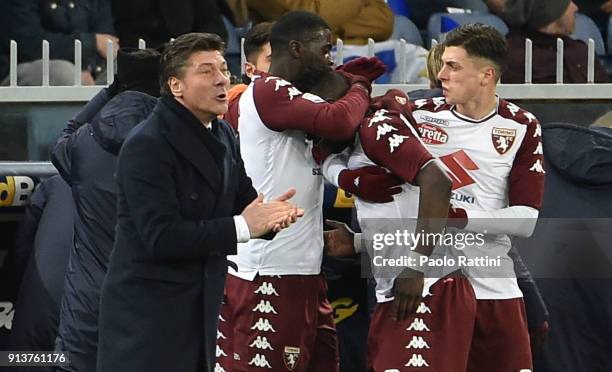 Torino players celebrates goal 1-1 Afriyie Acquah during the serie A match between UC Sampdoria and Torino FC at Stadio Luigi Ferraris on February 3,...
