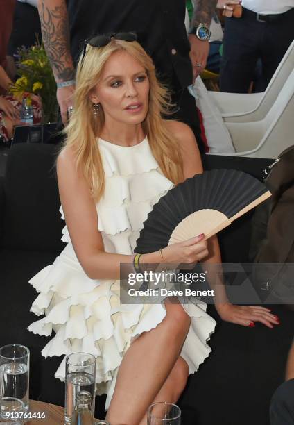 Kylie Minogue attends the ABB FIA Formula E Antofagasta Minerals Santiago E-Prix on February 3, 2018 in Santiago, Chile.