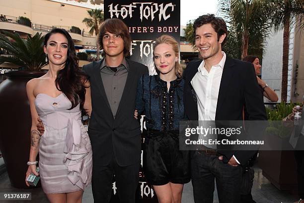 Megan Fox, Johnny Simmons, Amanda Seyfried and Adam Brody at Twentieth Century Fox' "Jennifer's Body" Fan Event on September 16, 2009 at Hollywood &...