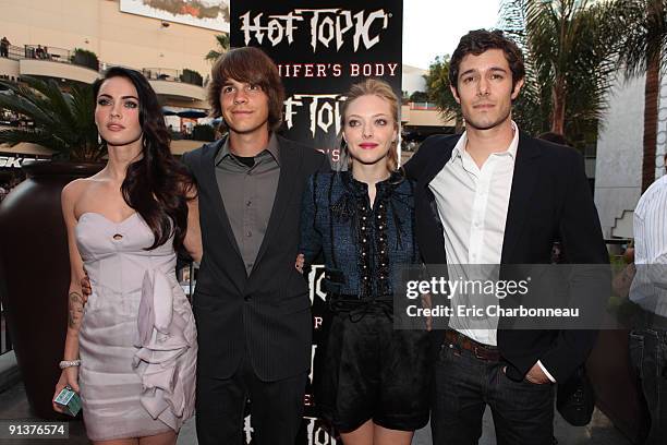 Megan Fox, Johnny Simmons, Amanda Seyfried and Adam Brody at Twentieth Century Fox' "Jennifer's Body" Fan Event on September 16, 2009 at Hollywood &...