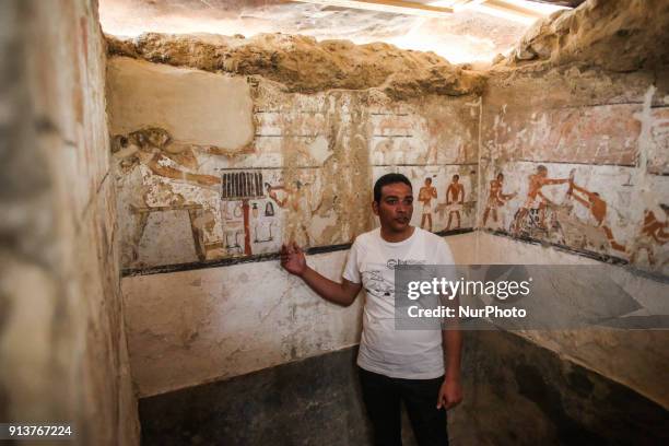 Inside the tomb of an Old Kingdom priestess on the Giza plateau on the southern outskirts of Cairo, Egypt, 03 February 2018. An Egyptian...