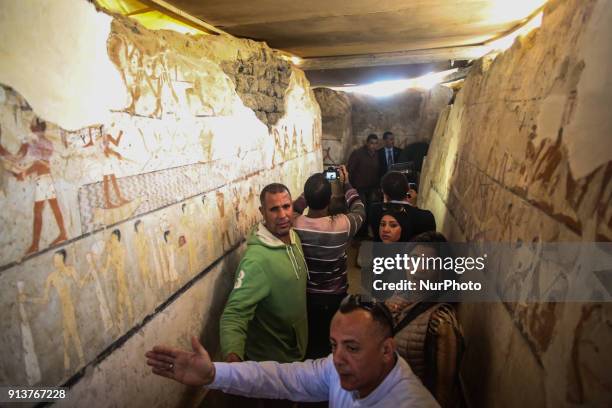 Inside the tomb of an Old Kingdom priestess on the Giza plateau on the southern outskirts of Cairo, Egypt, 03 February 2018. An Egyptian...
