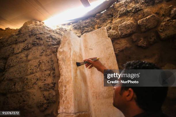 Inside the tomb of an Old Kingdom priestess on the Giza plateau on the southern outskirts of Cairo, Egypt, 03 February 2018. An Egyptian...