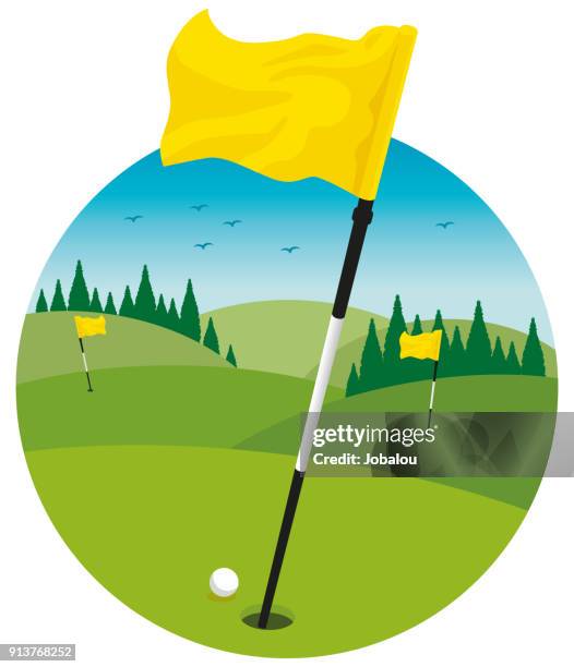 bildbanksillustrationer, clip art samt tecknat material och ikoner med golfbana landskap clipart - hål