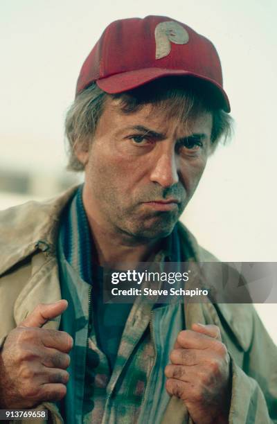 Portrait of American actor Alan Arkin, in costume as 'Philly Flash,' on the set of the film 'Chu Chu and the Philly Flash' , San Francisco,...