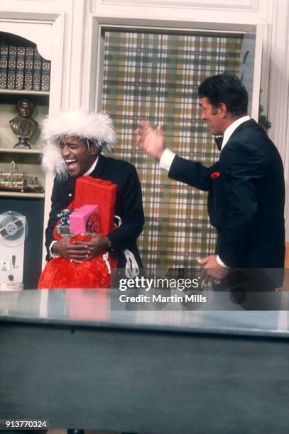 Dean Martin and Sammy Davis Jr. Perform during the taping of 'The Dean Martin Christmas Special on NBC' circa December, 1967 in Los Angeles,...