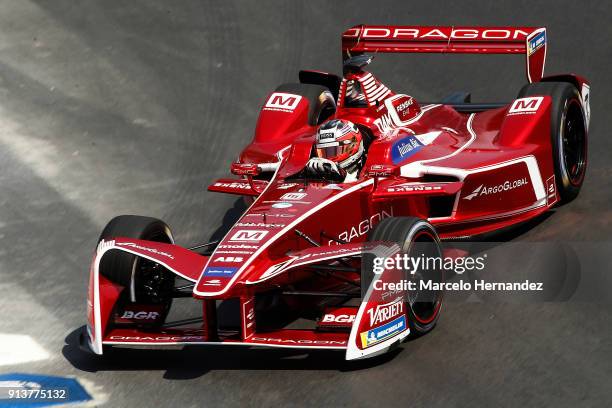 Jerome D'Ambrosio of Belgium, Dragon drives during the qualifying laps as part of the ABB Formula-E Antofagasta Minerals Santiago E-Prix on February...