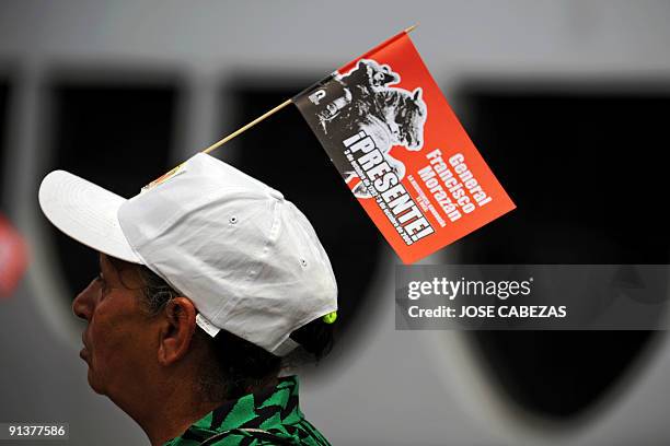 Member of the National Resistance Front against the coup protests at El Pedregal neighborhood in Tegucigalpa, Honduras on October 3, 2009. Members of...