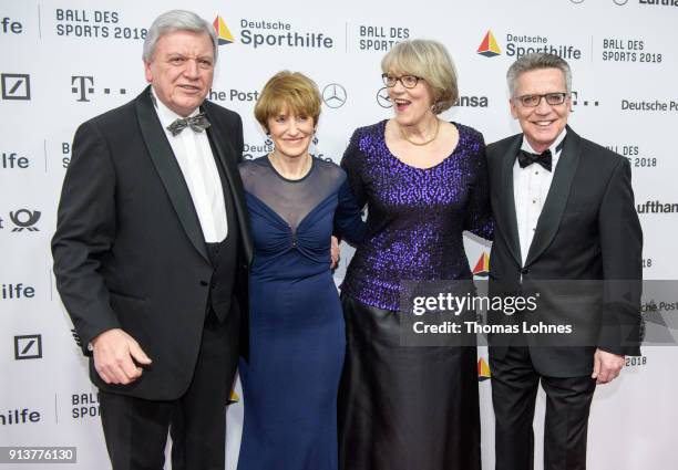 German State Premier for the state of Hesse, Volker Bouffier, his wife Ursula, Interior Minister Thomas de Maiziere and his wife Martina attend the...