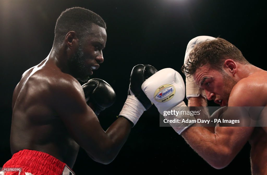 O2 Boxing 403 Stand James Hagenimana and Felix Cash during the Middleweight contest at ...