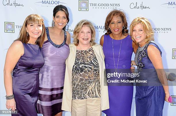 The Good News Girls appear with Wallis Annenberg at The Good News Foundation's 3rd Annual High Flying Fundraiser at Santa Monica Airport on October...