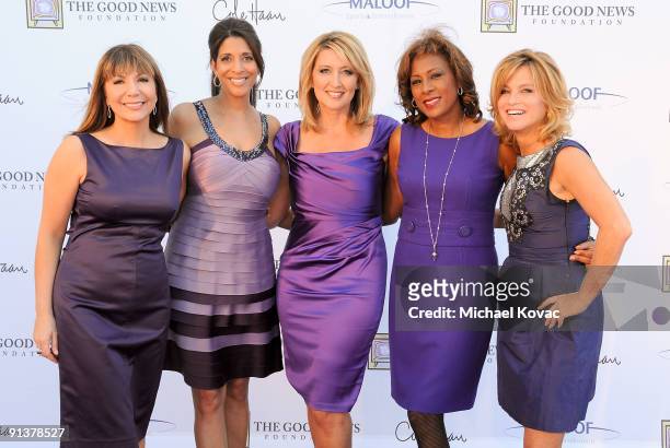 The Good News Girls including Reporters Ana Garcia, Christine Devine, Wendy Burch, Pat Harvey, and Dorothy Lucey appear at The Good News Foundation's...