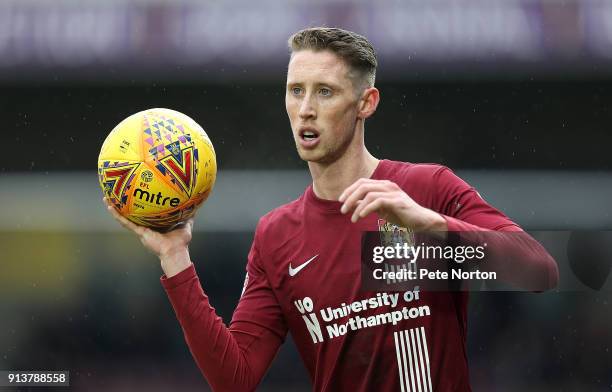Joe Bunney of Northampton Town in action during the Sky Bet League One match between Northampton Town and Rochdale at Sixfields on February 3, 2018...