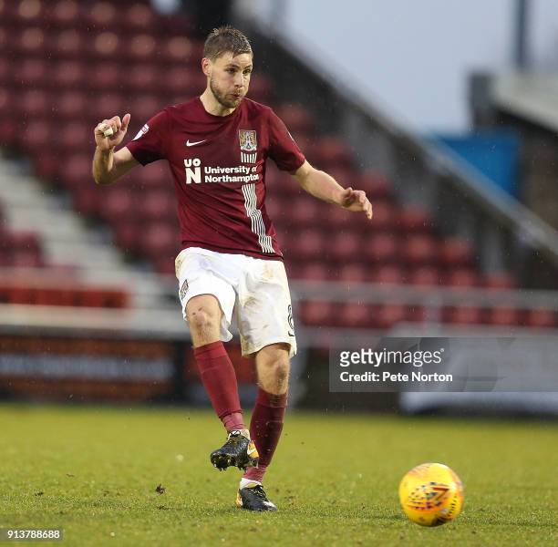 Sam Foley of Northampton Town in action during the Sky Bet League One match between Northampton Town and Rochdale at Sixfields on February 3, 2018 in...