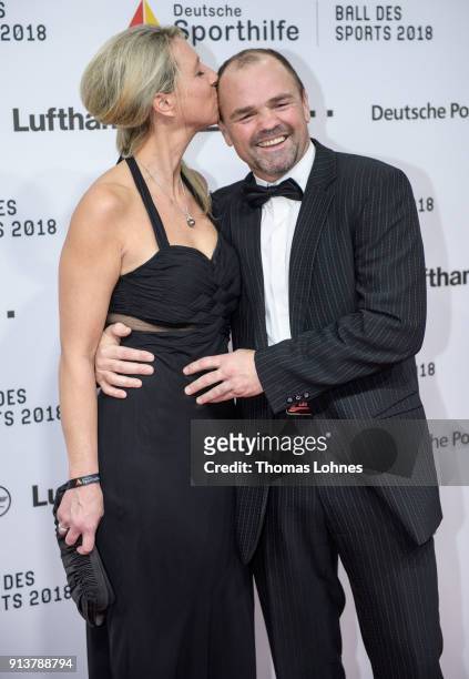 Sven Ottke and his wife Monic attend the German Sports Gala 2018 'Ball Des Sports' on February 3, 2018 in Wiesbaden, Germany.