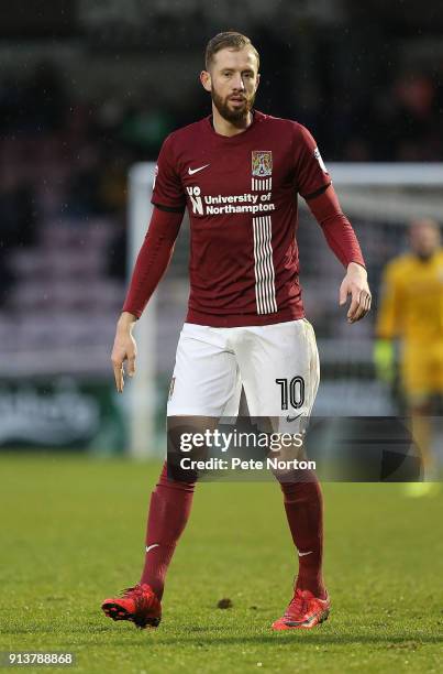 Kevin van Veen of Northampton Town in action during the Sky Bet League One match between Northampton Town and Rochdale at Sixfields on February 3,...